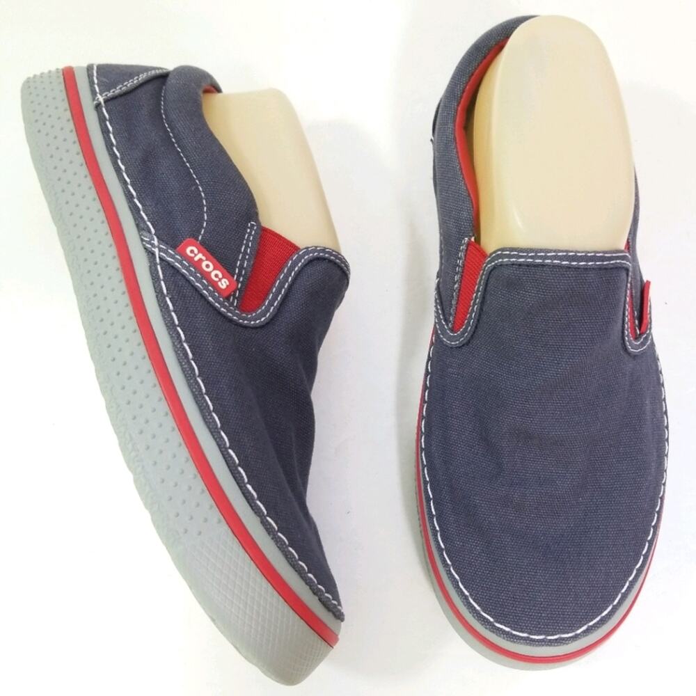 Crocs blue canvas loafers youth jrs 6 worn once